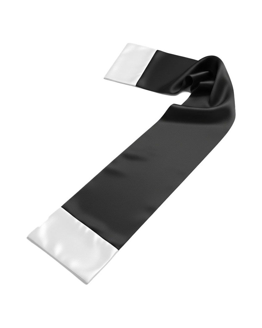 Etolă juridică din satin negru cu terminații albe — accesoriu pentru robă de avocat