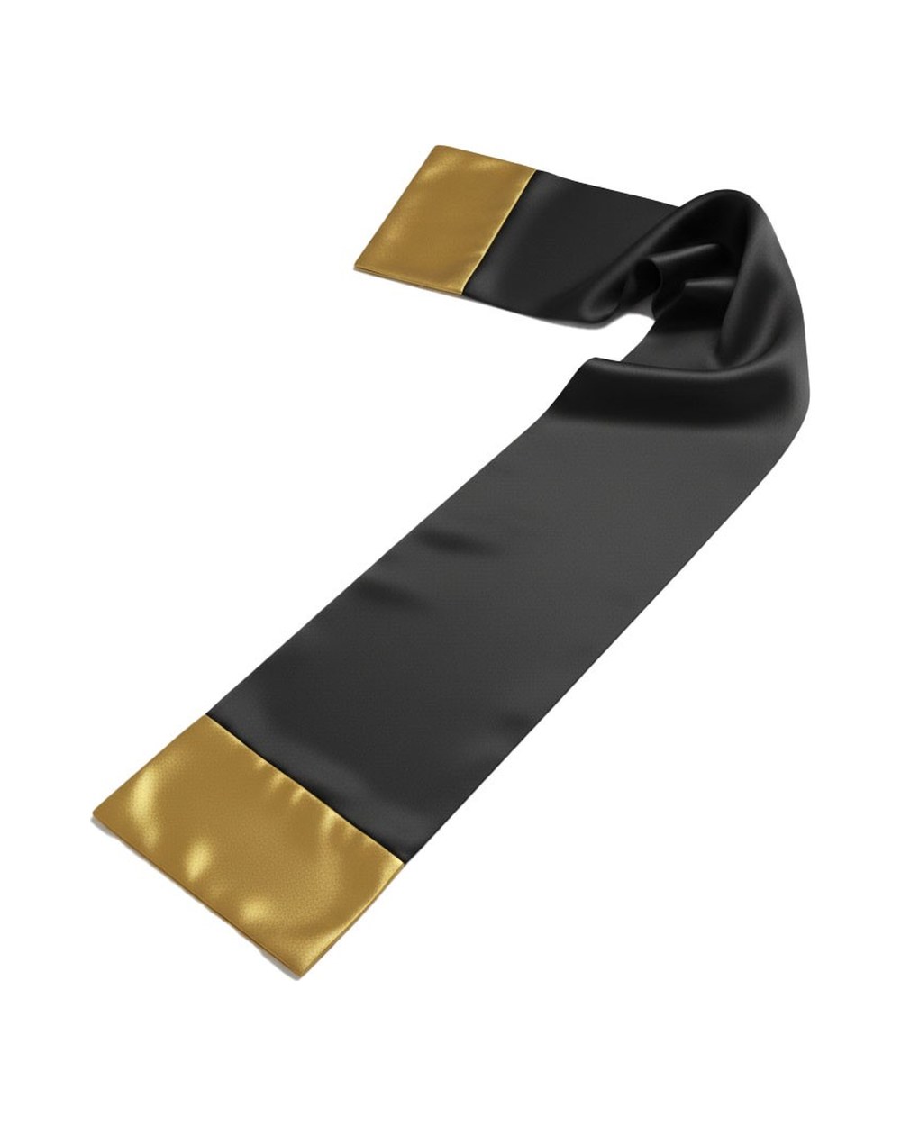 Etolă juridică din satin negru cu terminații galbene — accesoriu pentru robă de consilier juridic